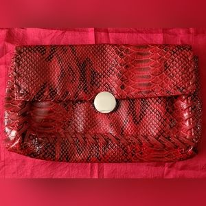 Animal print patent clutch